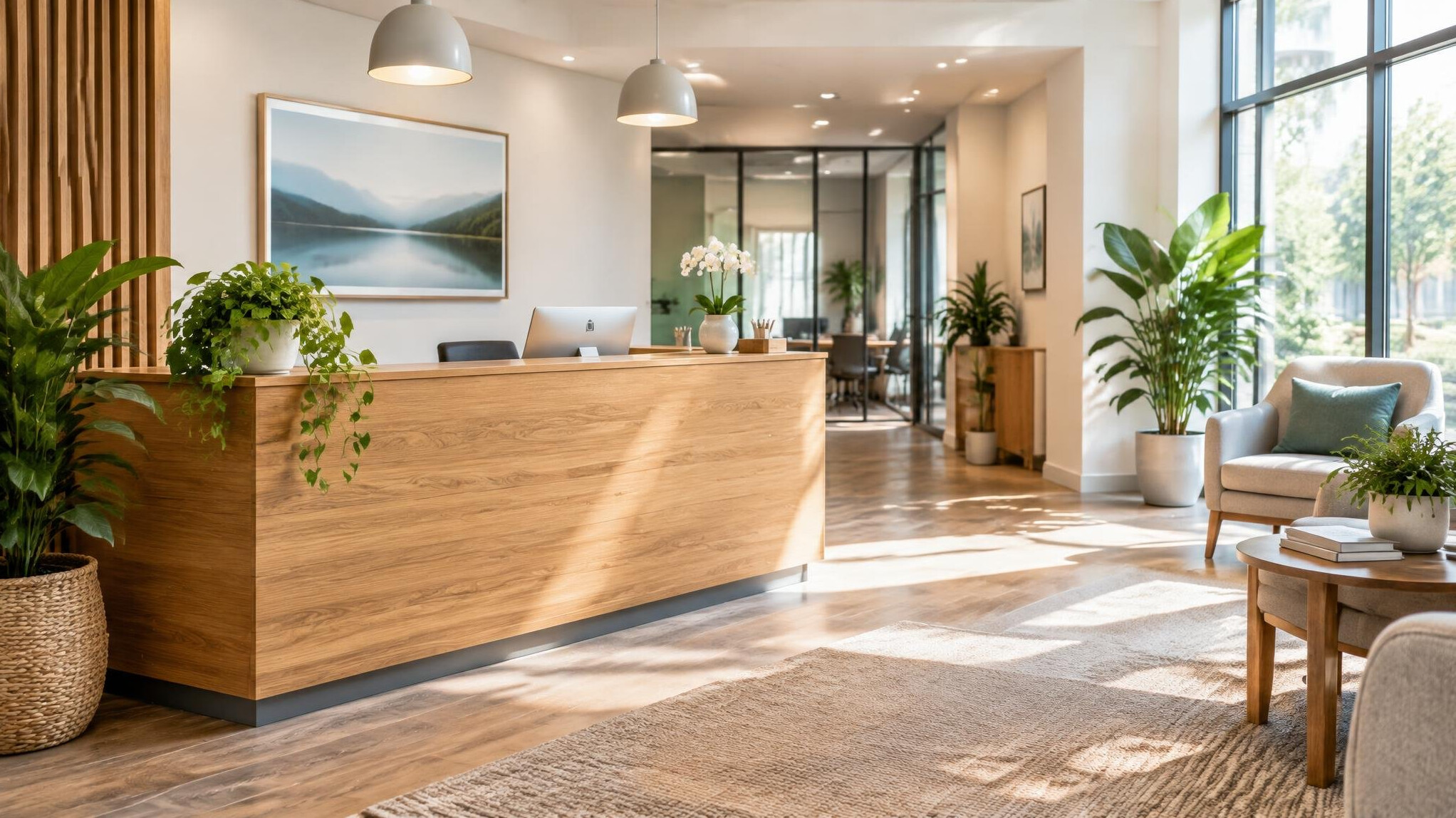 Team working in a bright co-working office