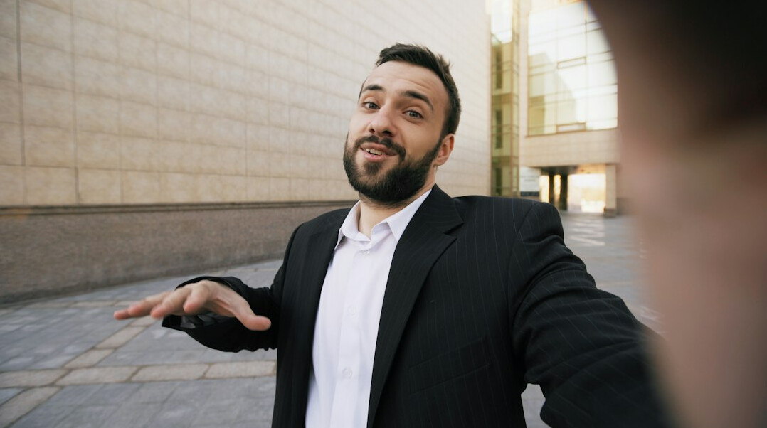 confident businessman speaking